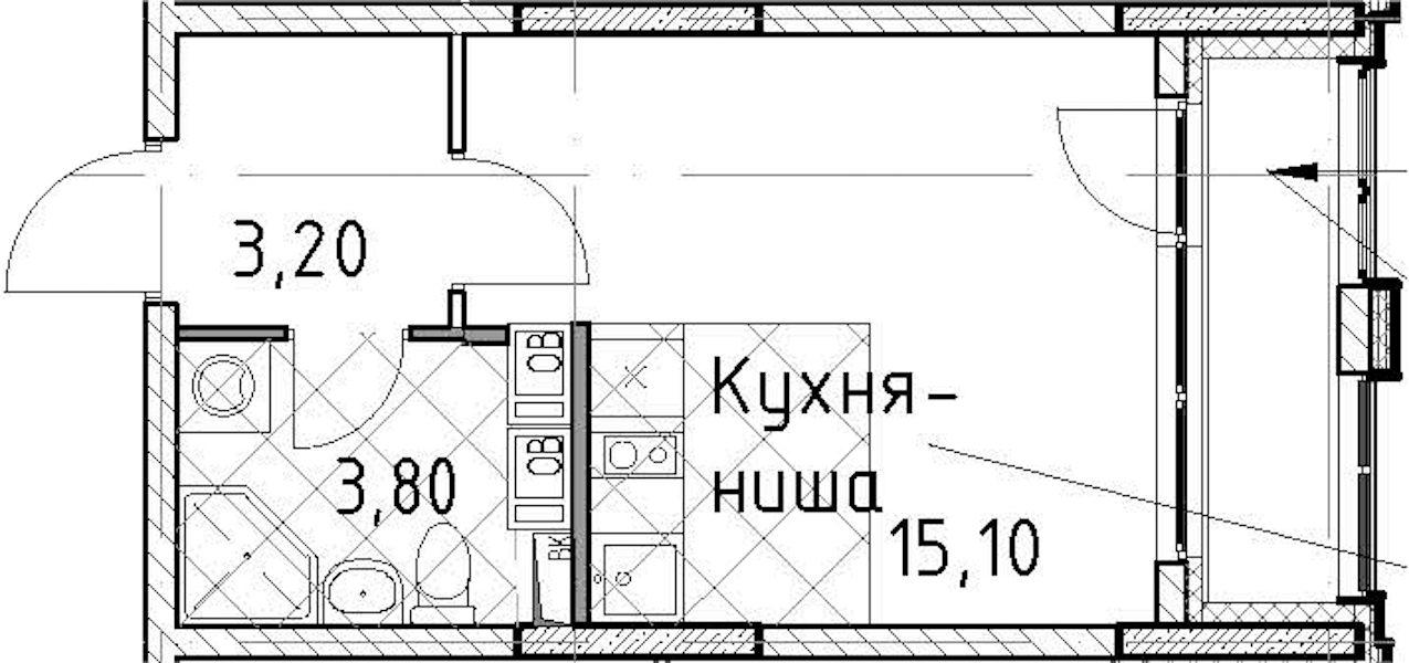 Квартира студия 23.6 м², 11/13 эт., ЖК «Тайм Сквер»